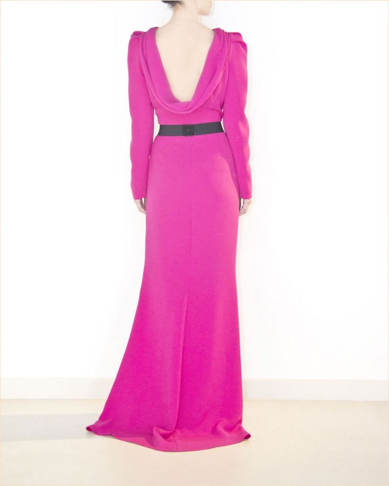 VESTIDO LARGO FUCSIA DETRAS